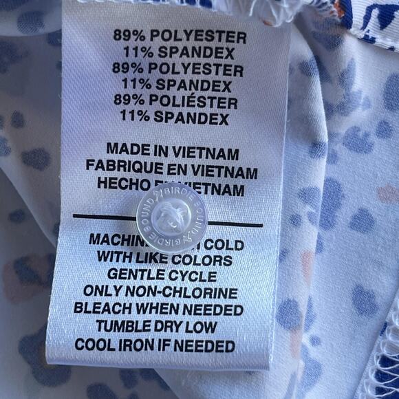 Birdie Bound Shirt Mens Large White Blue Red Floral Print Golf Performance Polo - Picture 5 of 8